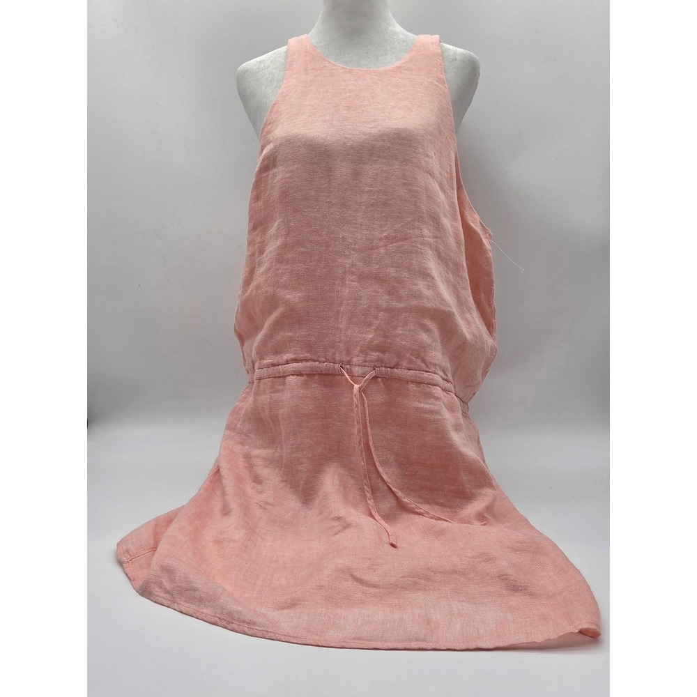 Joie Women's L Pink Linen Sleeveless Drawstring Waist Dress NWT 101-427 [FLAWED]